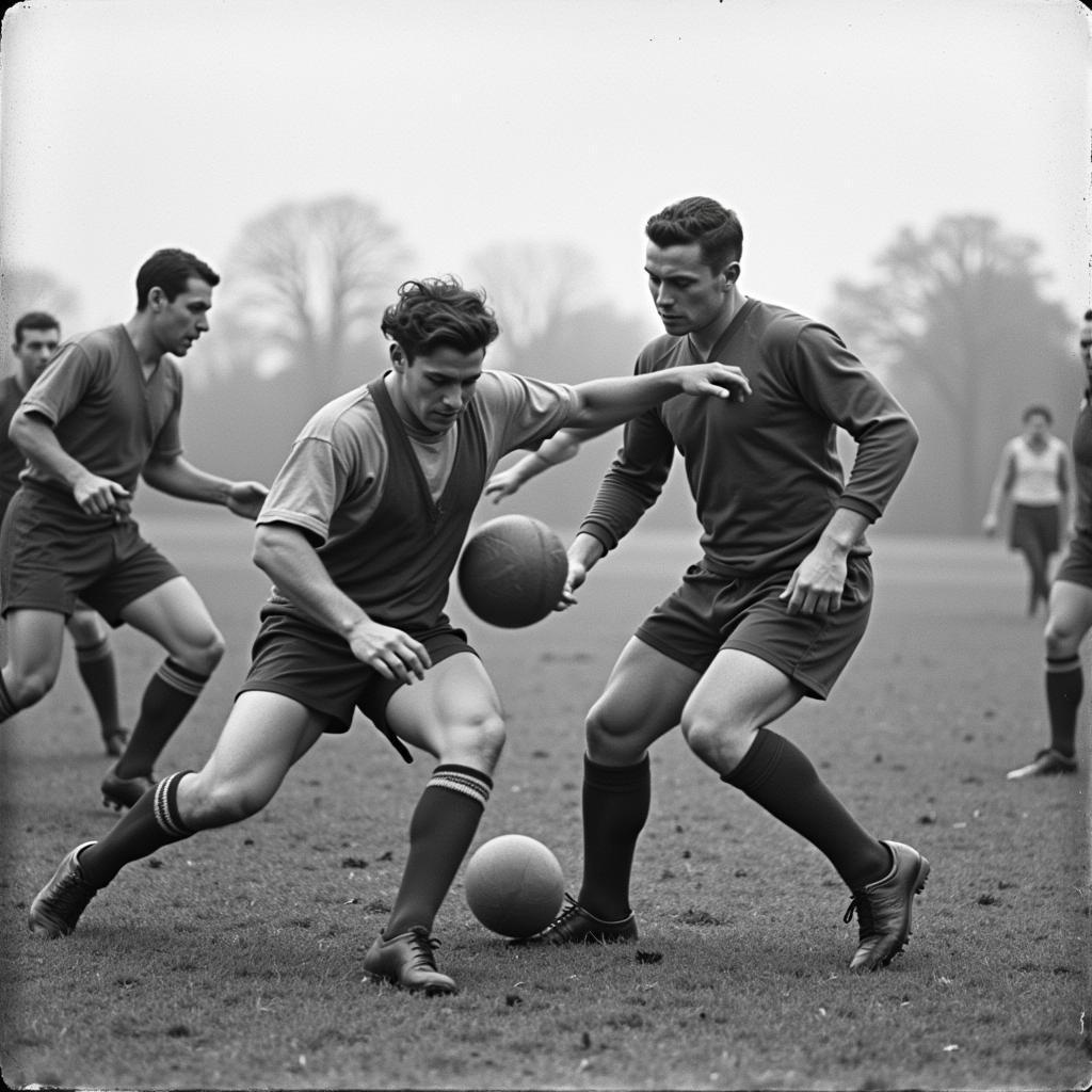 Players during the first live football match