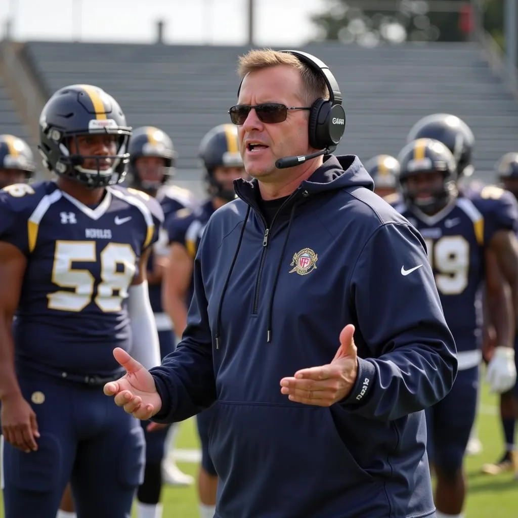 CBHS Football Coach Motivating the Team During Halftime in 2018