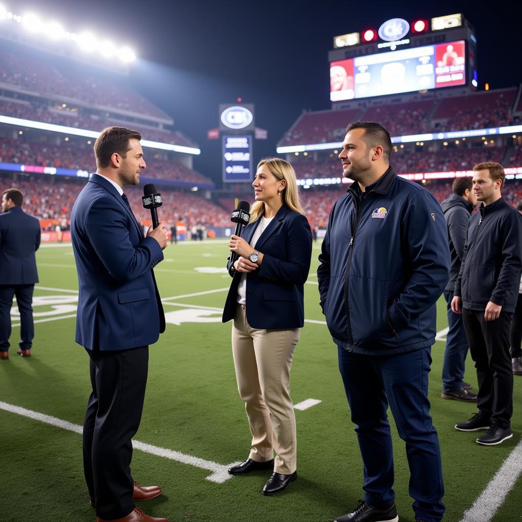 CBS Football Live News Team On Field