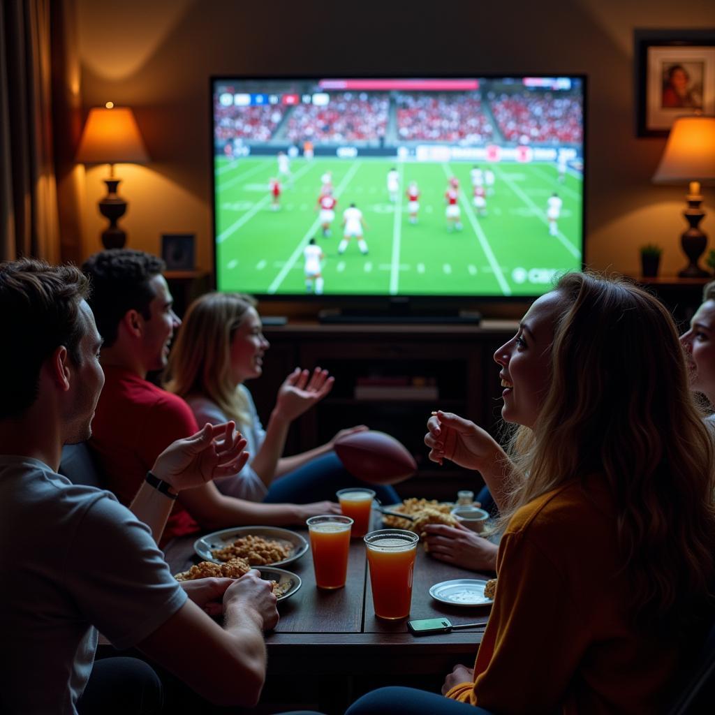 Friends watching football together