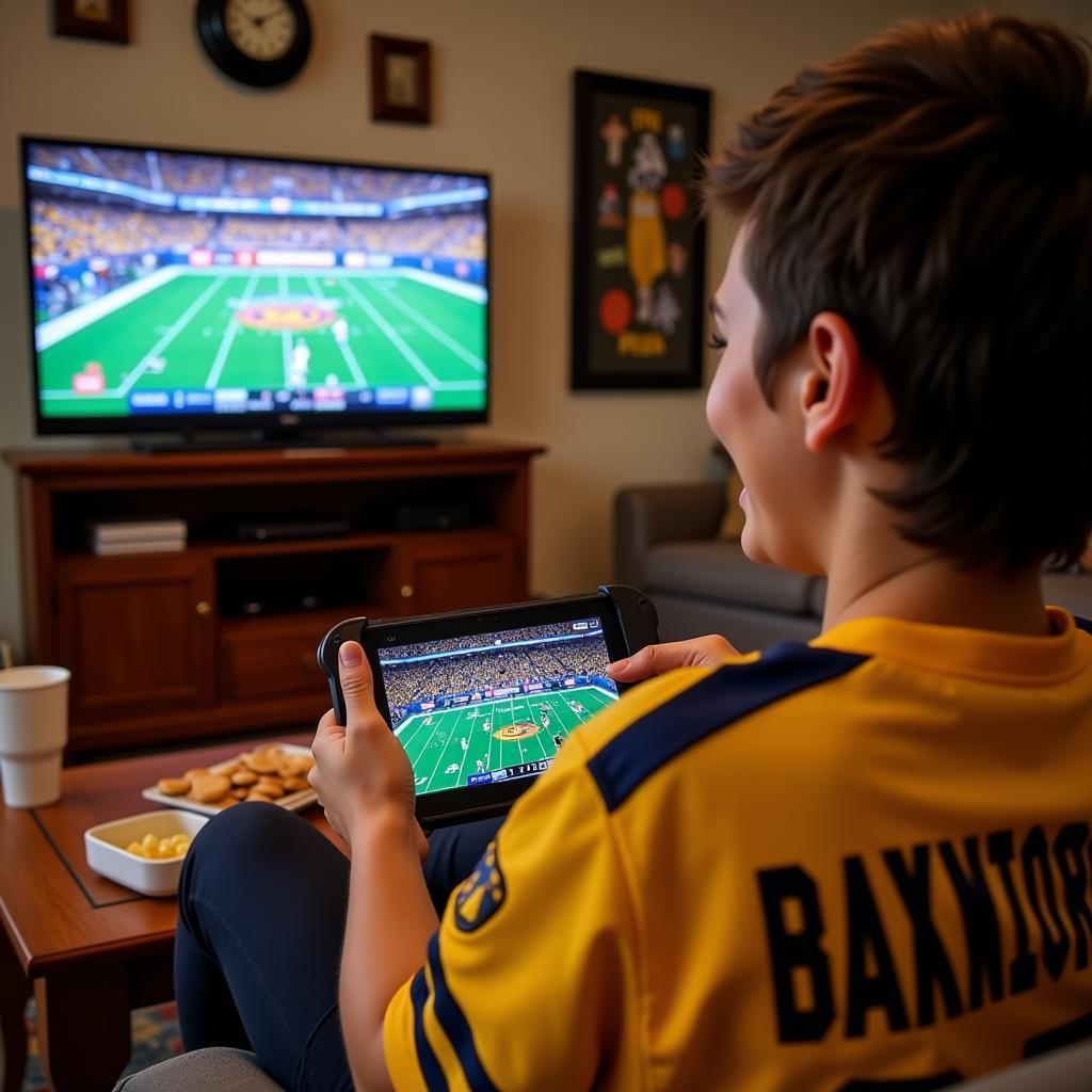 Ce Byrd Football Fan Enjoying the Game on a Tablet