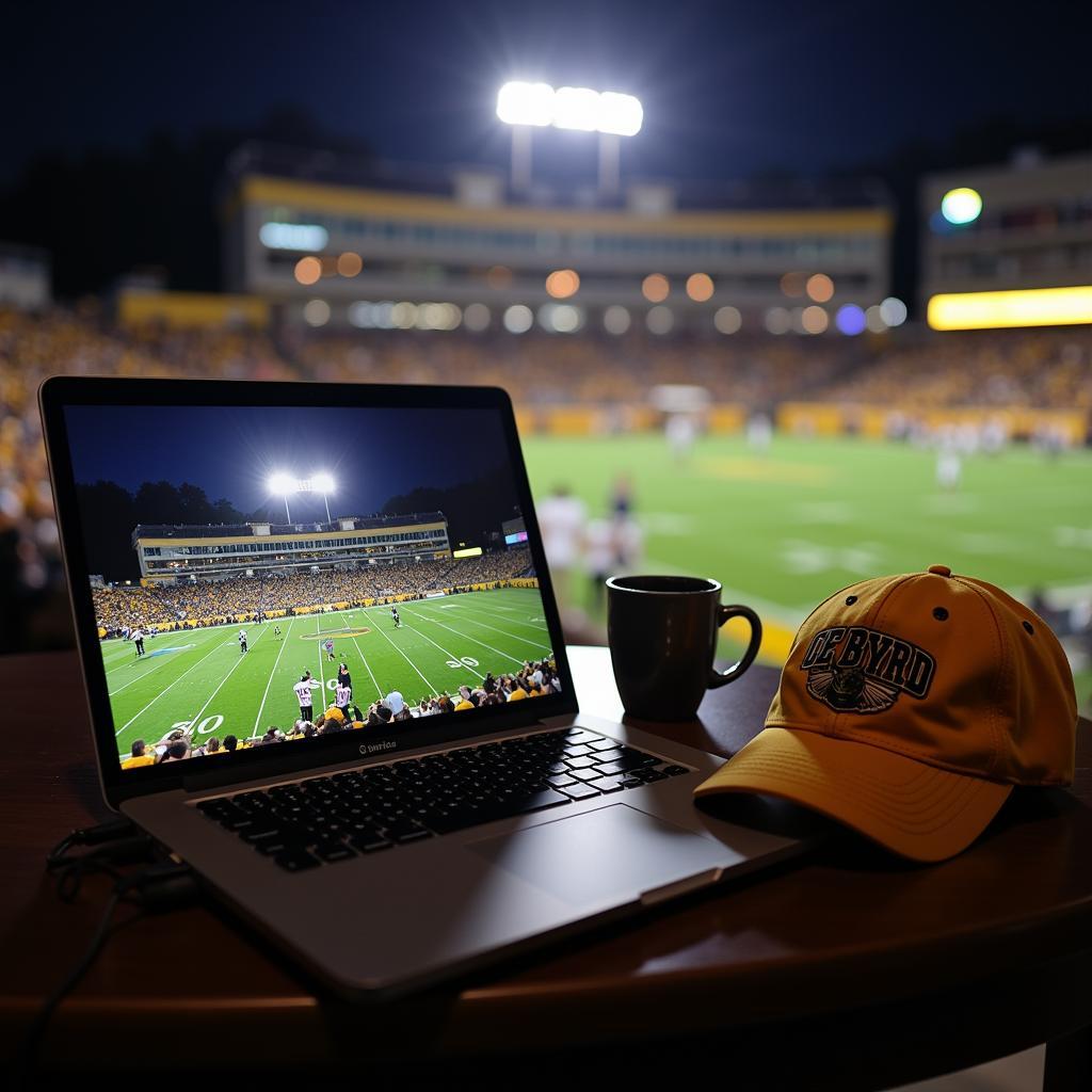 Ce Byrd Football Live Stream on a Laptop