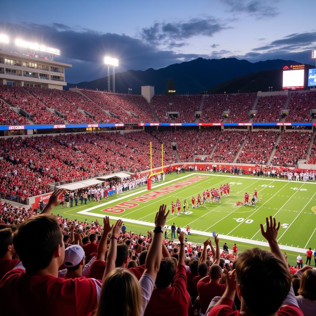 Exuberant Fans Celebrating a Touchdown During a Burroughs High School Football Game