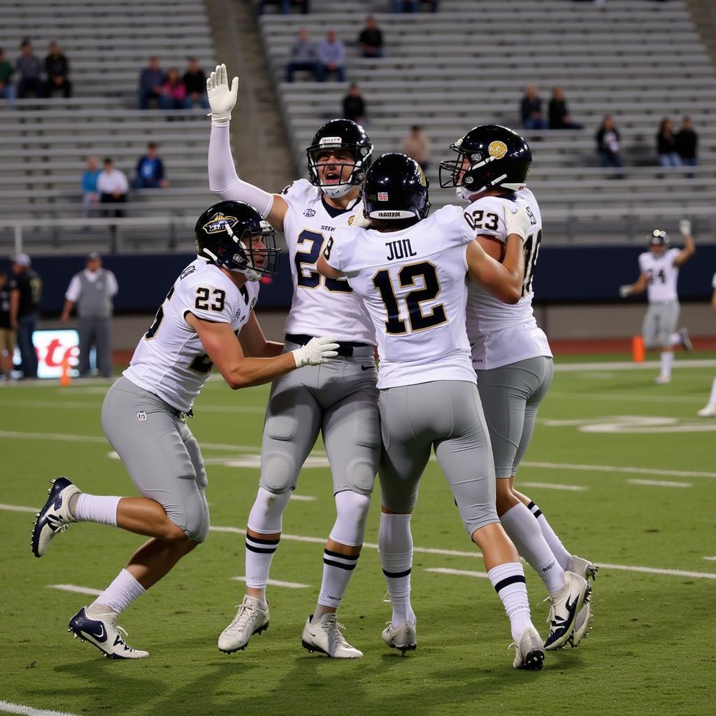 Centerville football players celebrating a touchdown