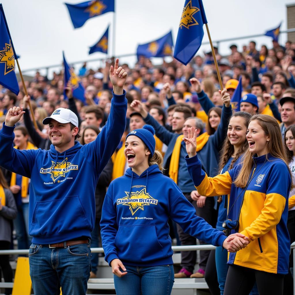 Chadron State Football fans celebrating a victory