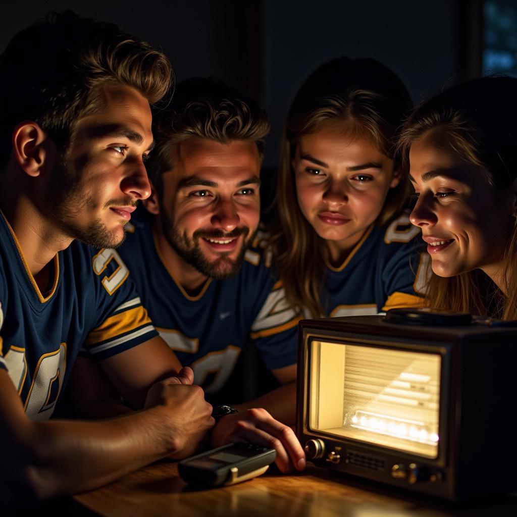 Chargers fans listening to live radio