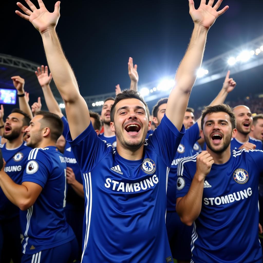 Chelsea Fans Celebrate at Stamford Bridge