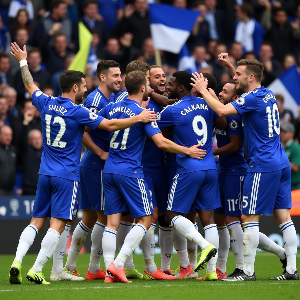 Cầu thủ Chelsea ăn mừng chiến thắng