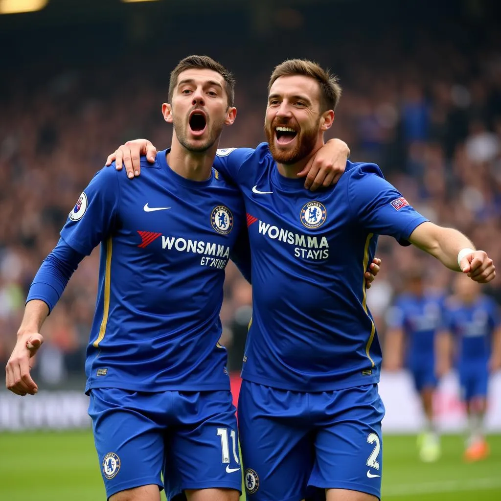 Chelsea Players Celebrating Goal