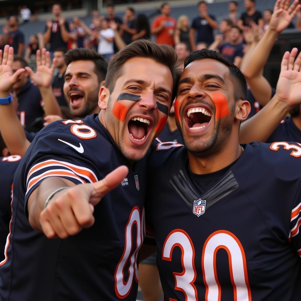 Chicago Bears fans celebrating