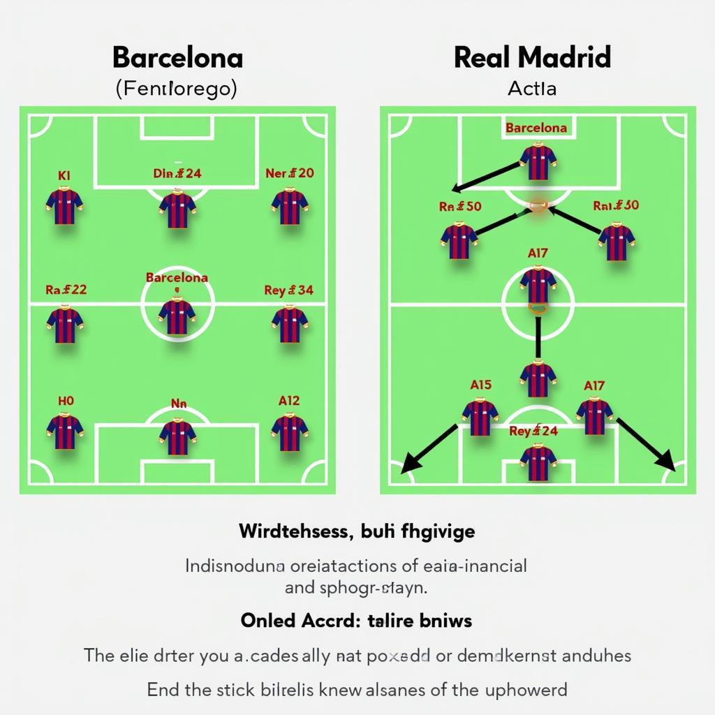 Chiến thuật của Barcelona và Real Madrid: Sơ đồ chiến thuật của hai đội, kèm theo phân tích về điểm mạnh, điểm yếu và cách vận hành lối chơi.