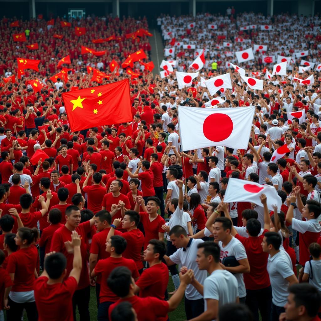 The passion of China and Japan football fans