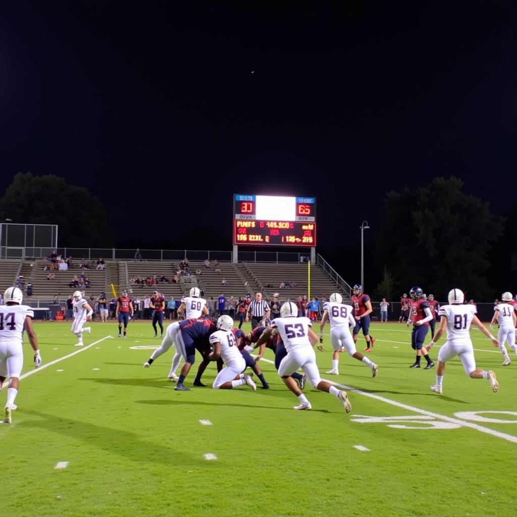 CIF State Football Playoff game with players on the field