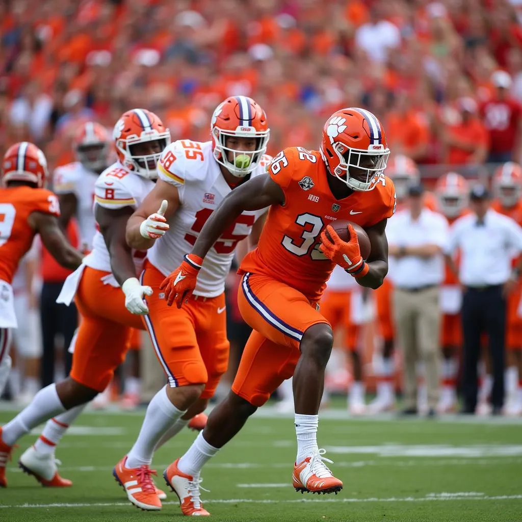 Clemson Tigers in action during a game