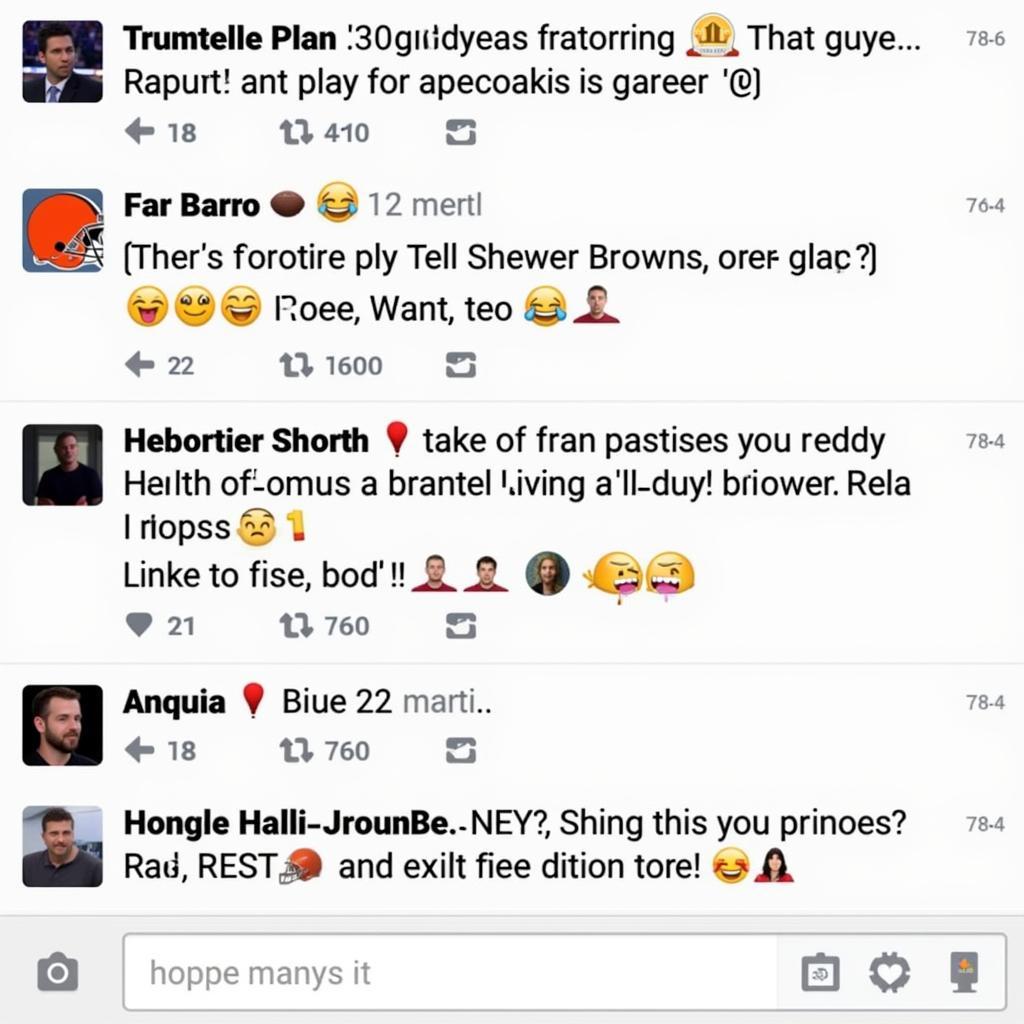 Cleveland Browns fans interacting on a live chat during a game