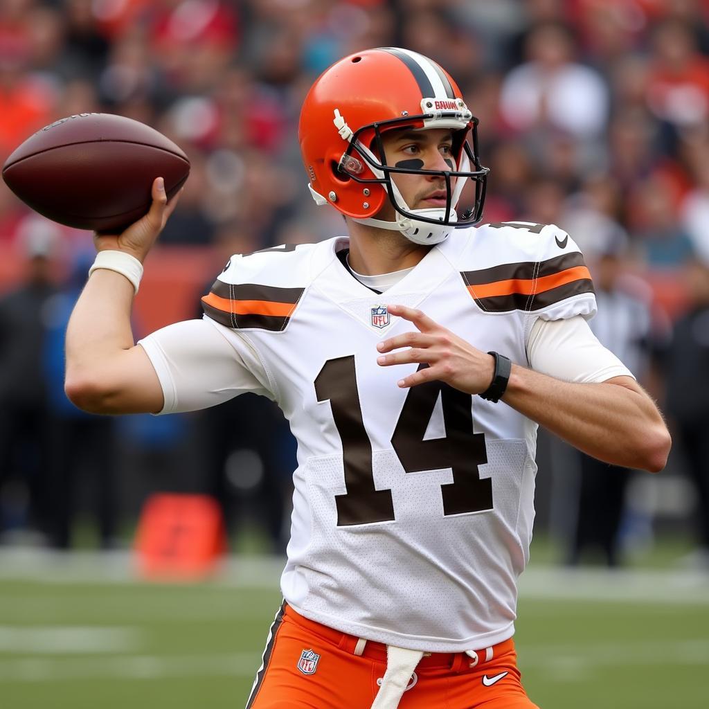 Cleveland Browns Quarterback Throwing a Pass