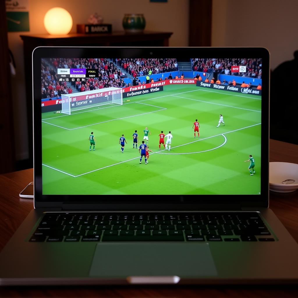 Close-Up of Laptop Screen Showing World Cup Final