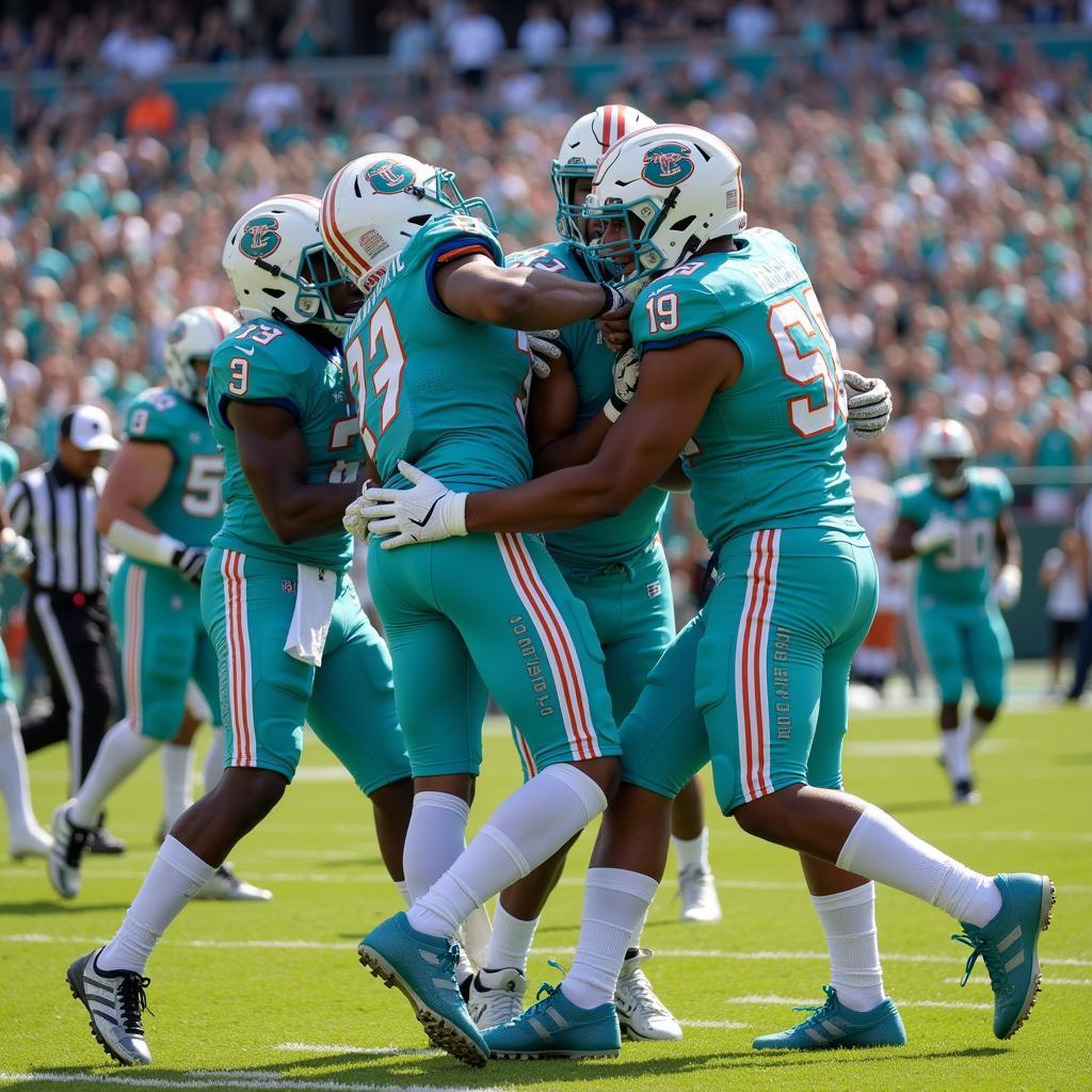 Coastal Carolina Football Players Celebrating Touchdown