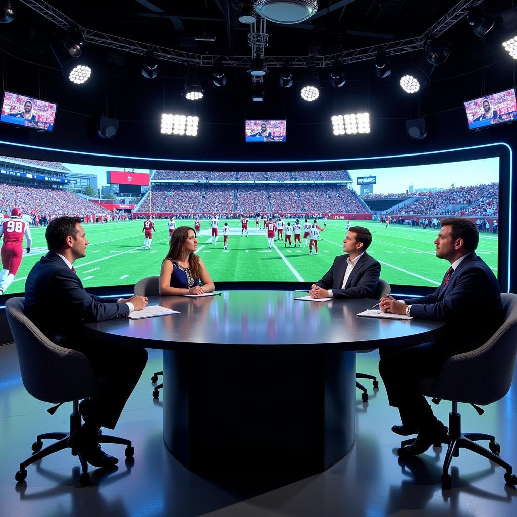 Analysts discussing college football in a studio