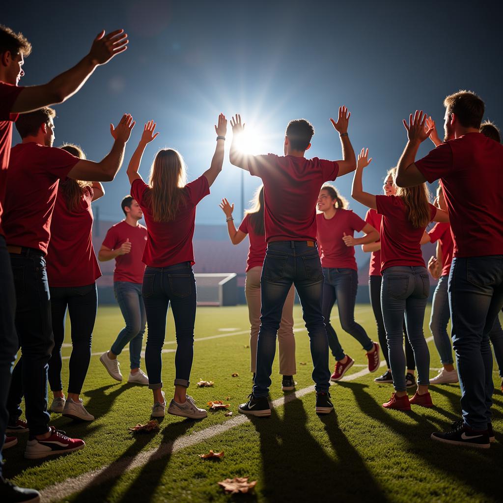 College Football Fans Celebrating a Touchdown