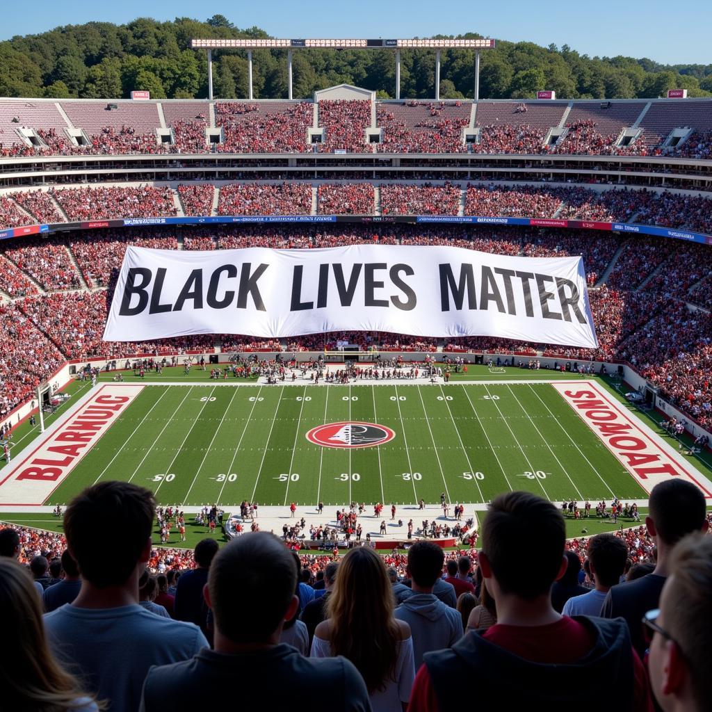 Người hâm mộ giương cao biểu ngữ Black Lives Matter