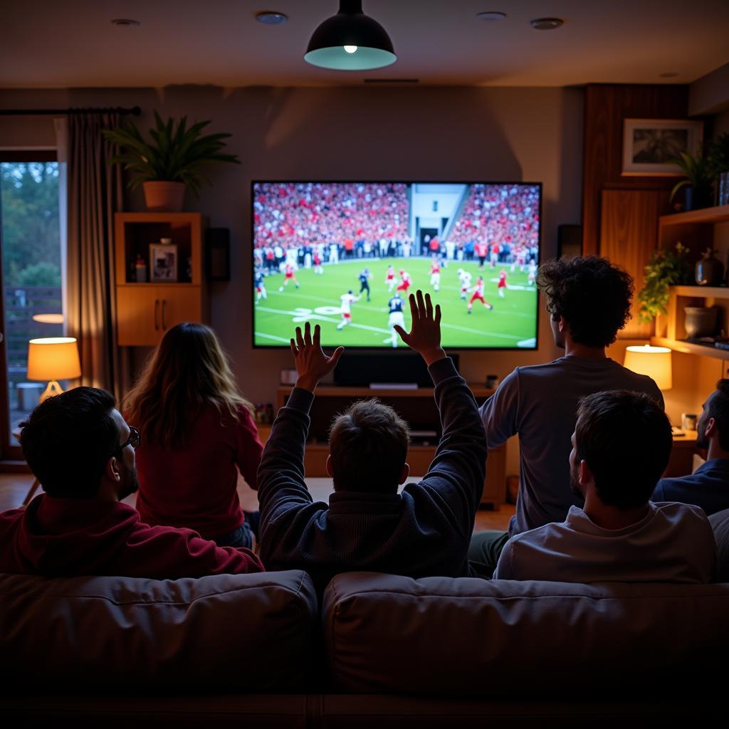 College football fans excitedly watching the game