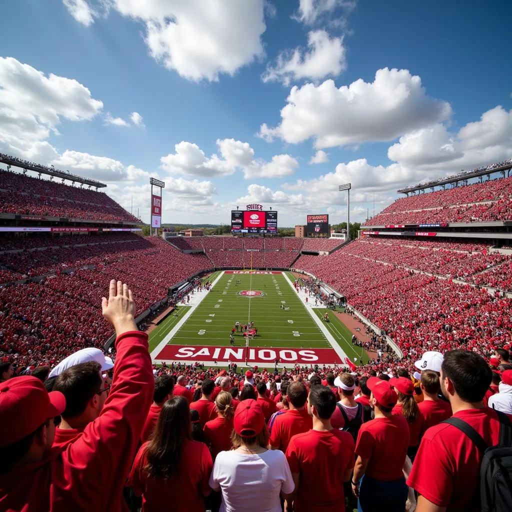 Vibrant game day atmosphere at a college football stadium