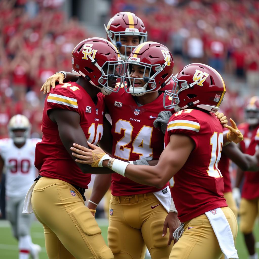 College Football Players Celebrating