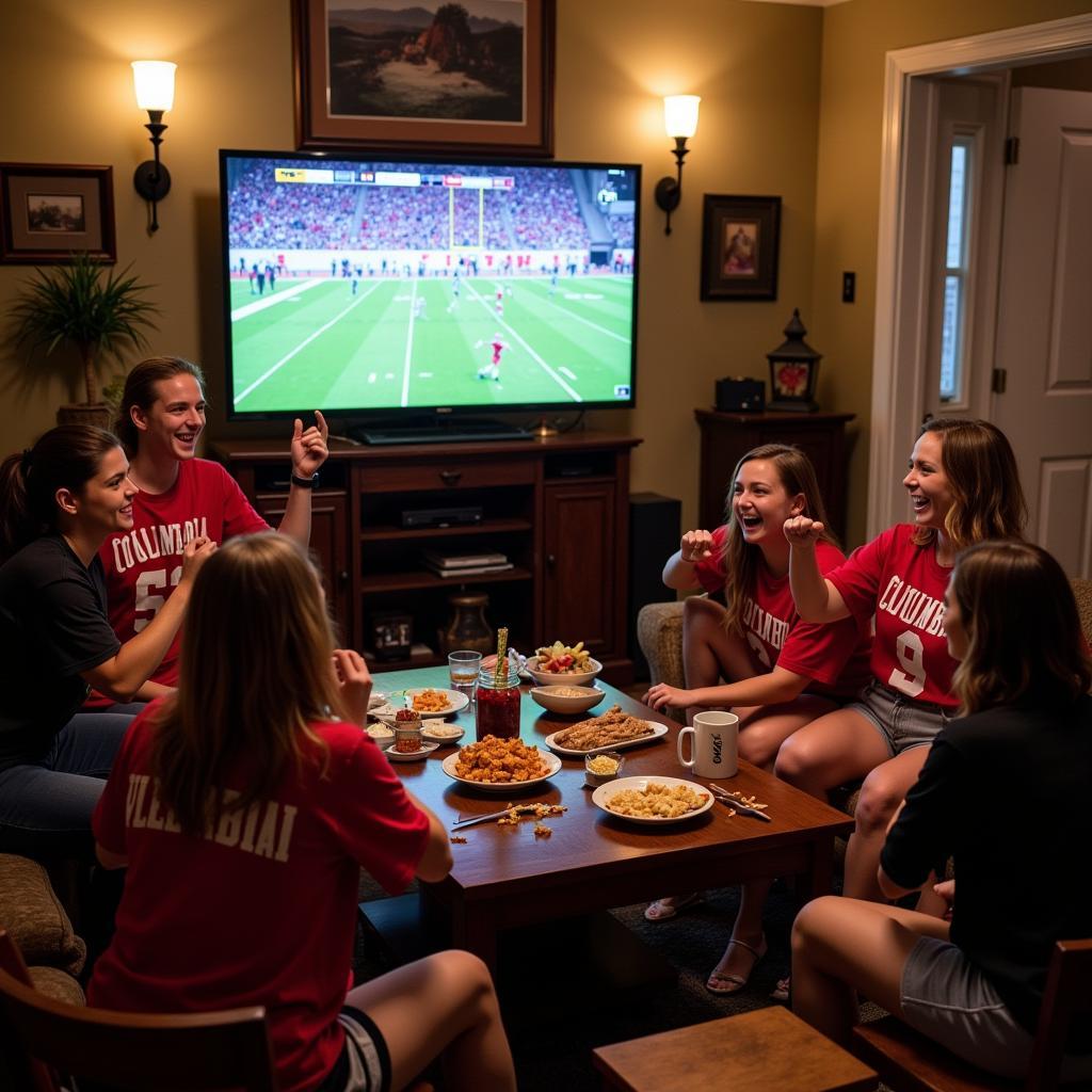 Friends Enjoying Columbia Battle High School Football Watch Party