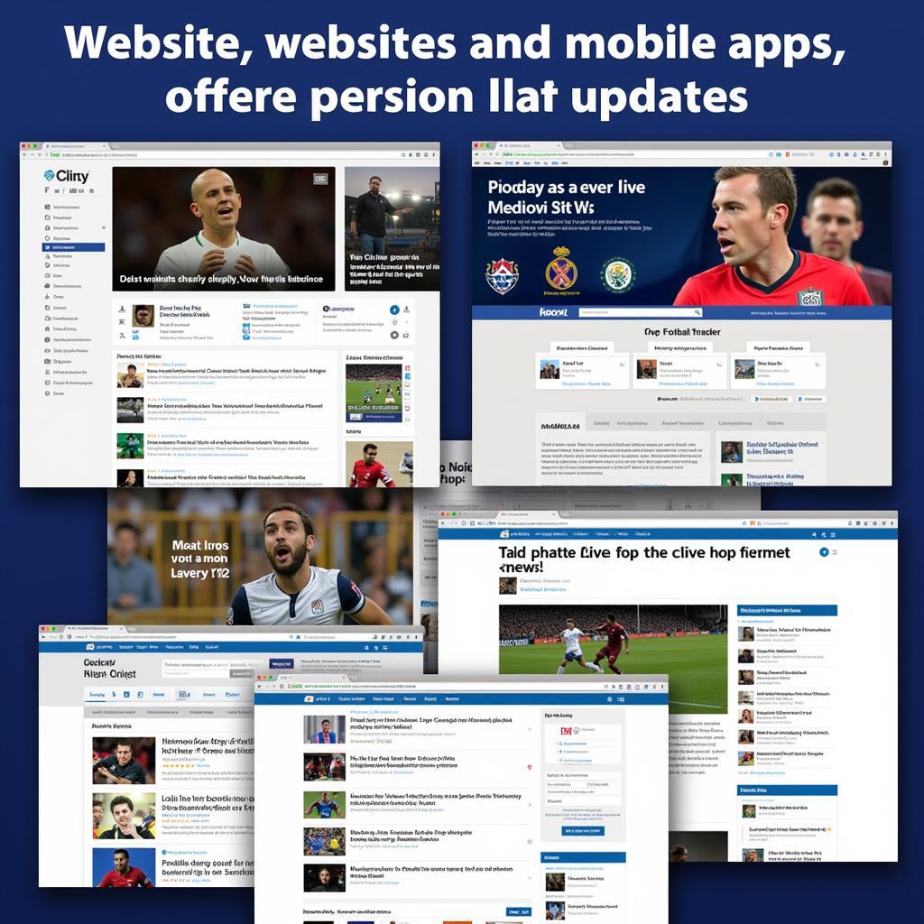 Multiple screens displaying different football live update platforms