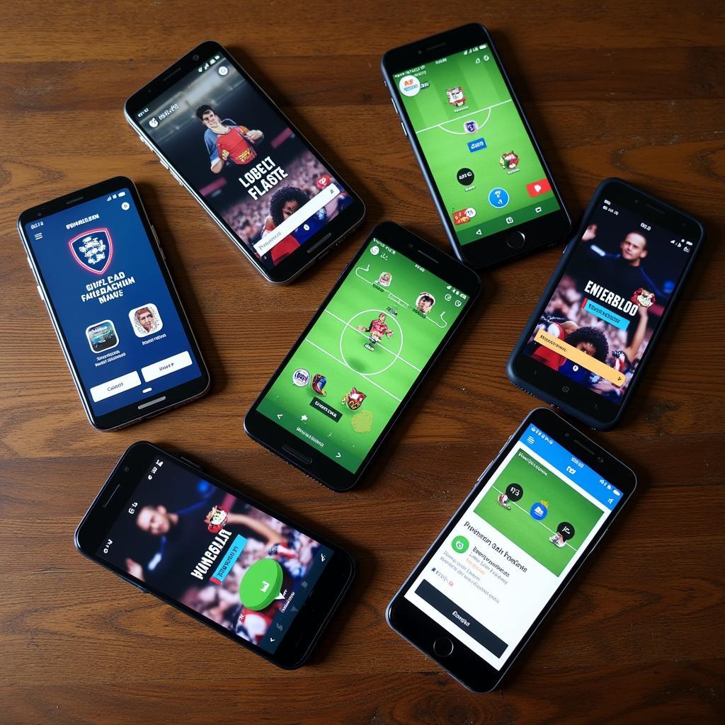 Multiple Football Streaming Apps Displayed on a Table