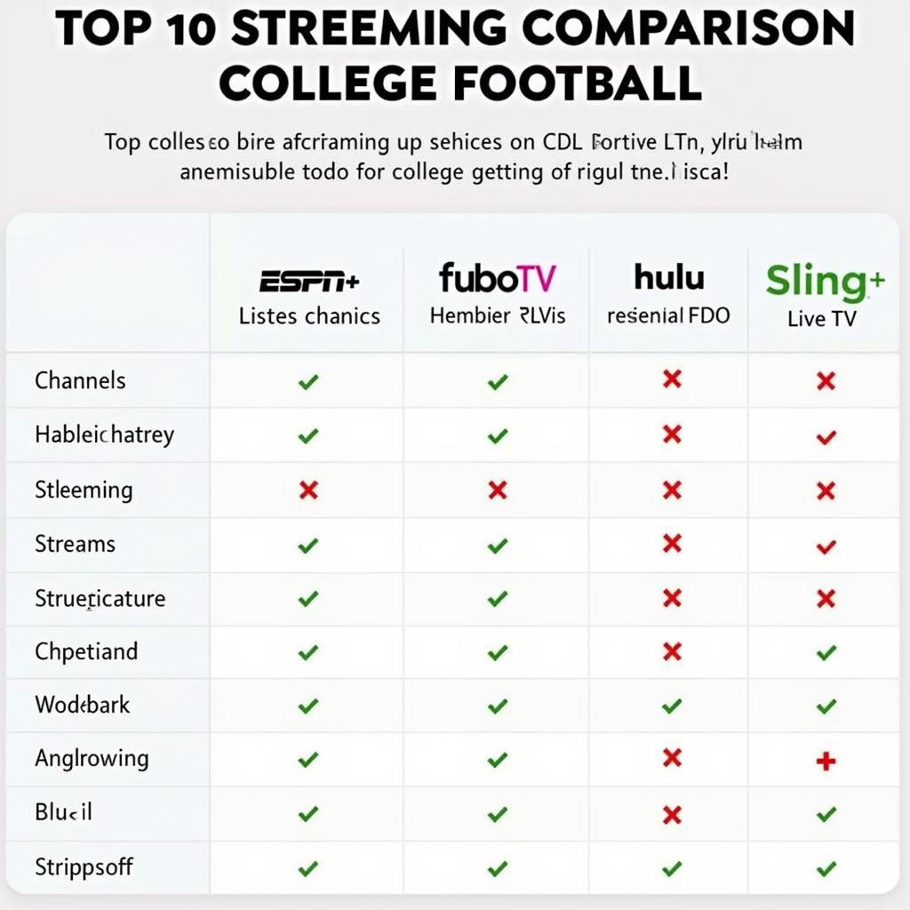 College Football Live Streaming Services Comparison