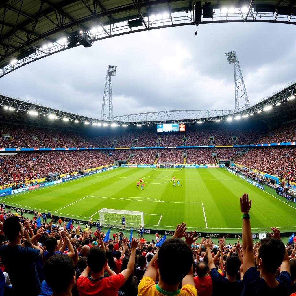 Fans celebrating a goal during a Copa America match