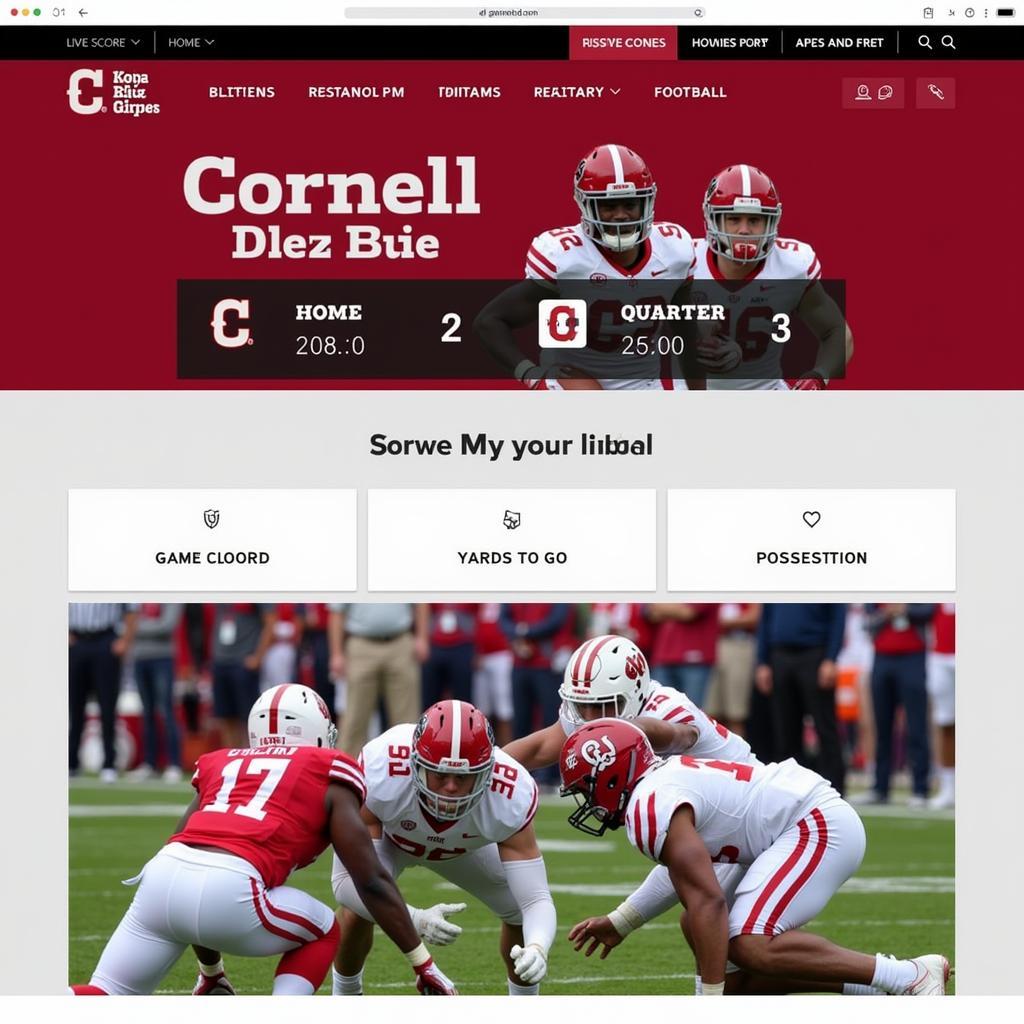 Giao diện website cập nhật Cornell Football Live Score