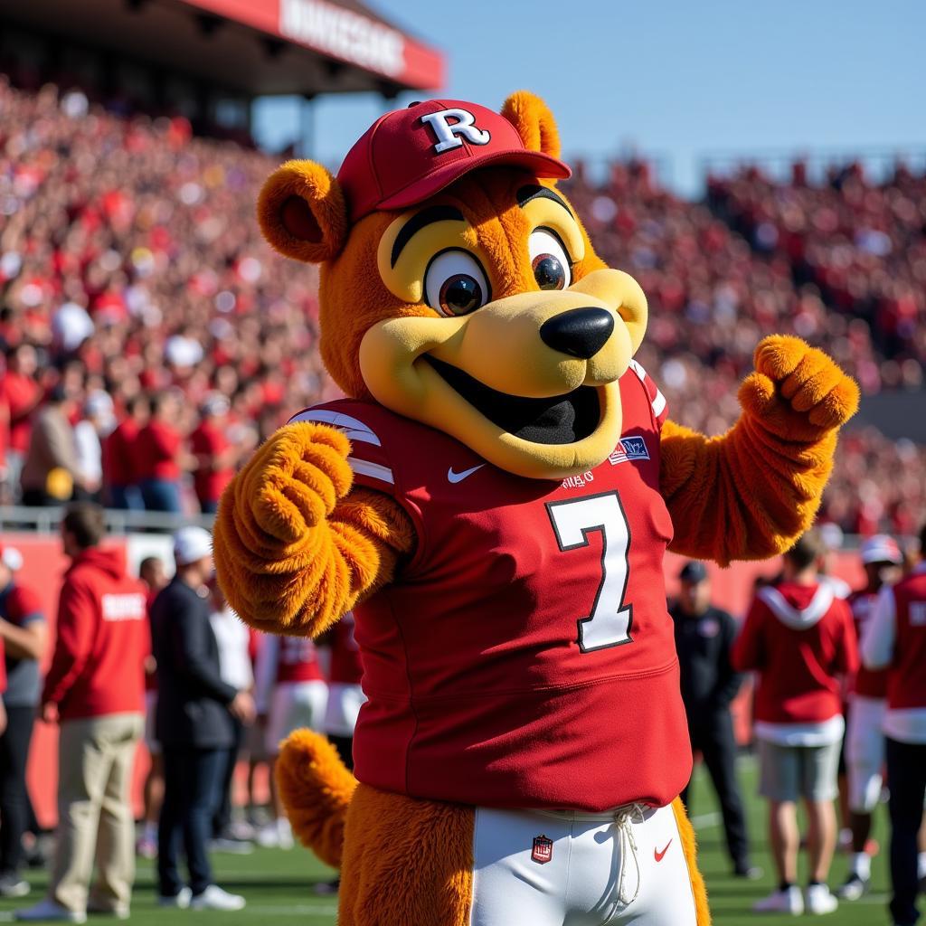 Costumed Mascot Pumping Up the Crowd