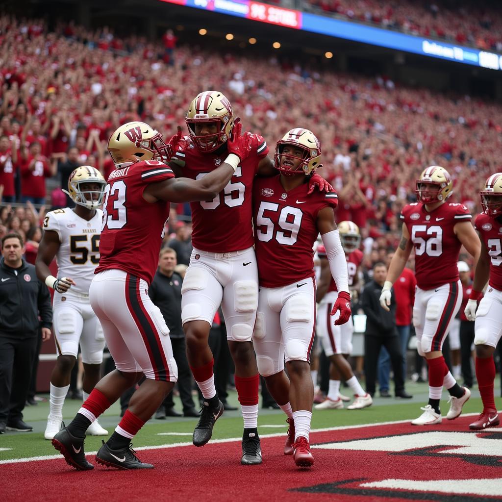 Washington State Cougars celebrating a victory