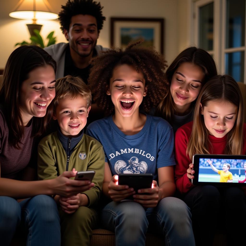 Covenant Christian football fans excitedly watch the live stream on their devices