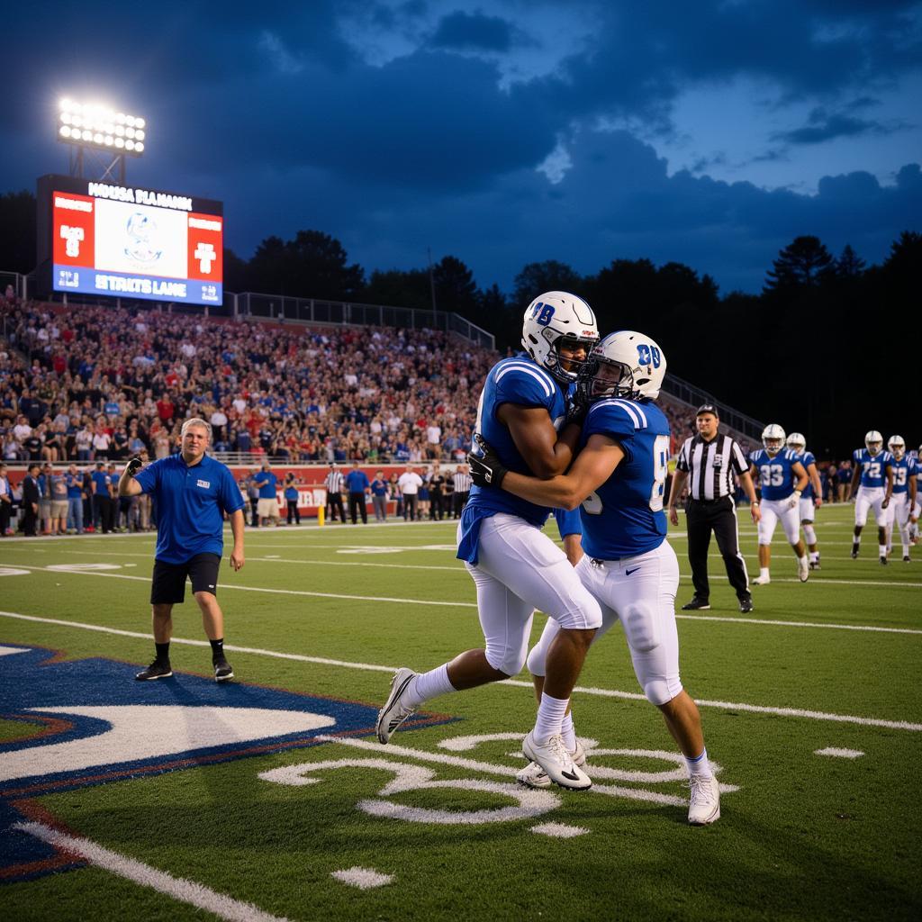 Covenant Christian football team scores a touchdown during a live streamed game