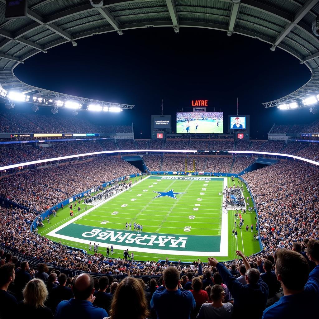 Dallas Cowboys fans cheering at AT&T Stadium