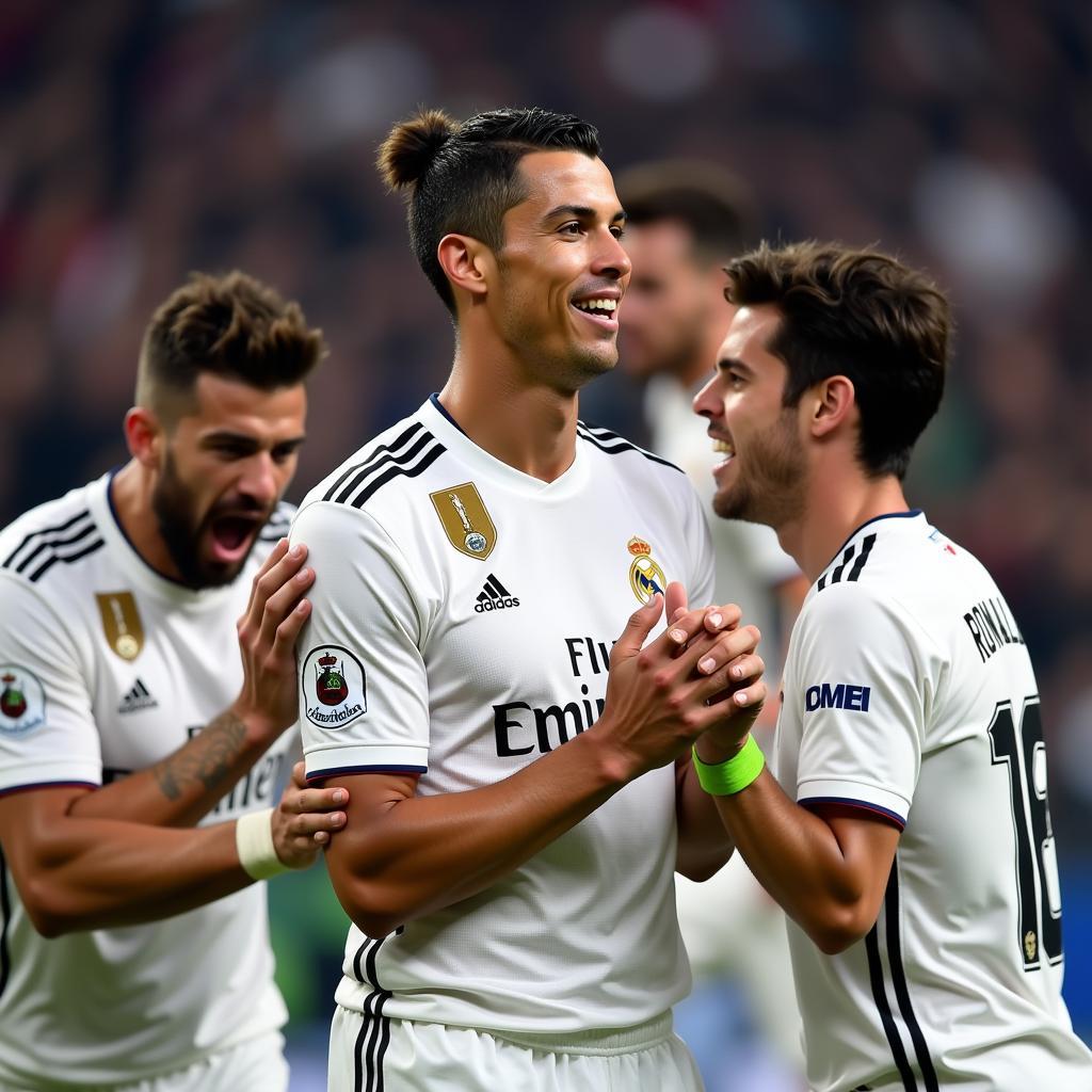 Cristiano Ronaldo celebrates a goal against Atletico Madrid