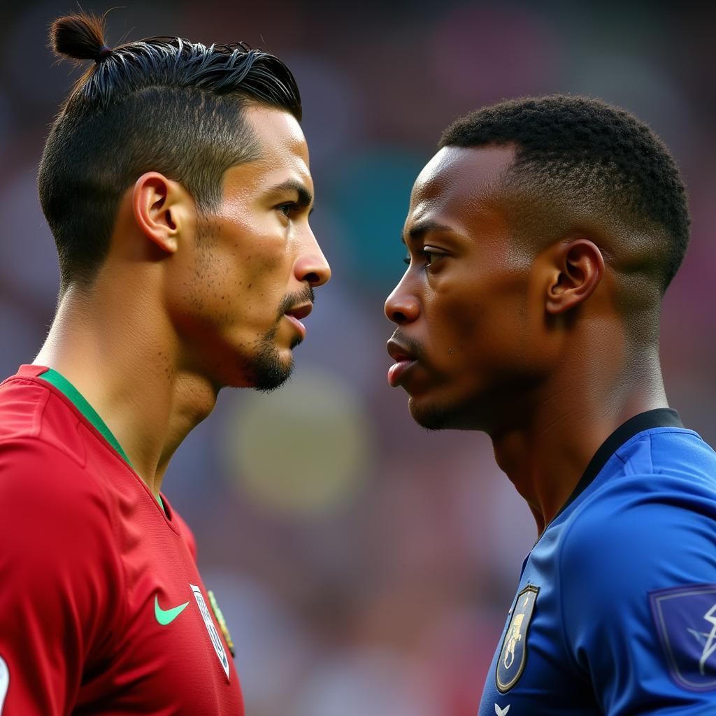 Cristiano Ronaldo Kylian Mbappe Face Off