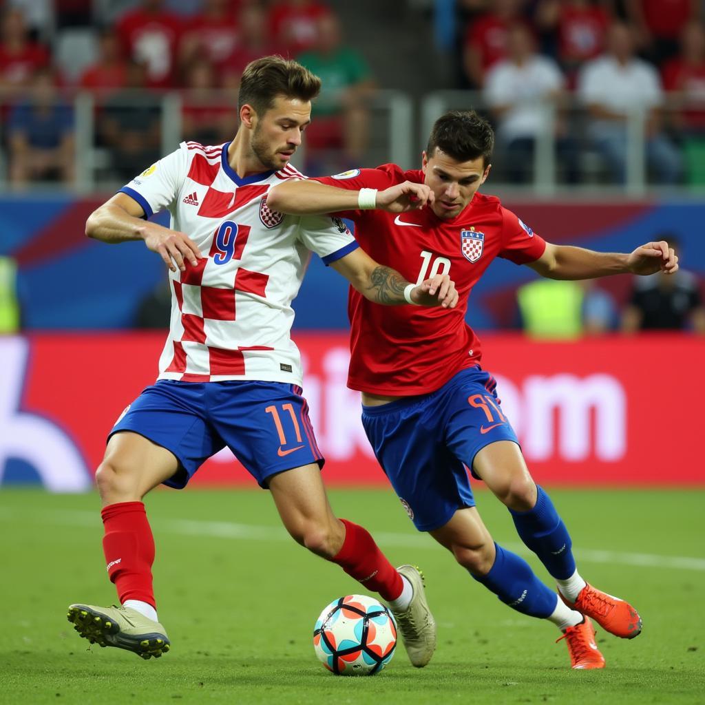 Croatia and Russia Players in Action