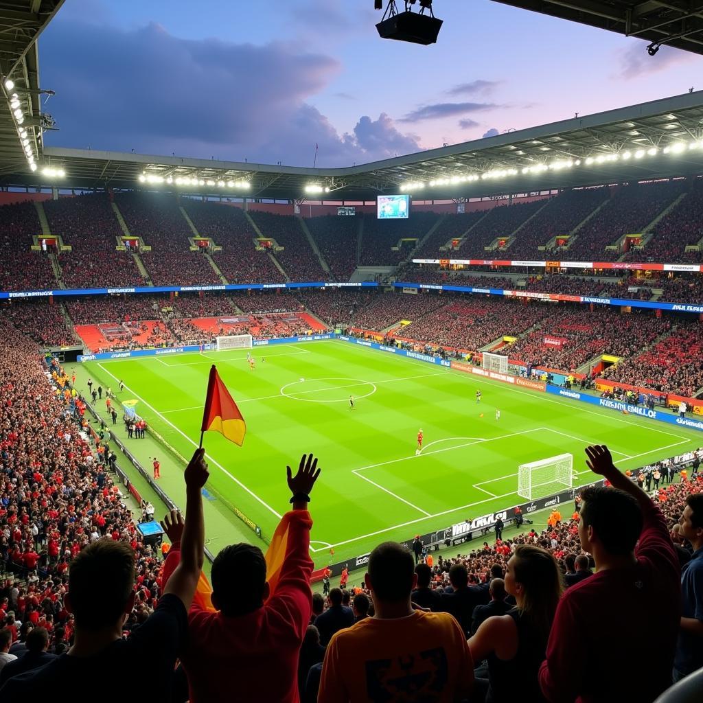 Crowded Football Stadium during a European Championship Match