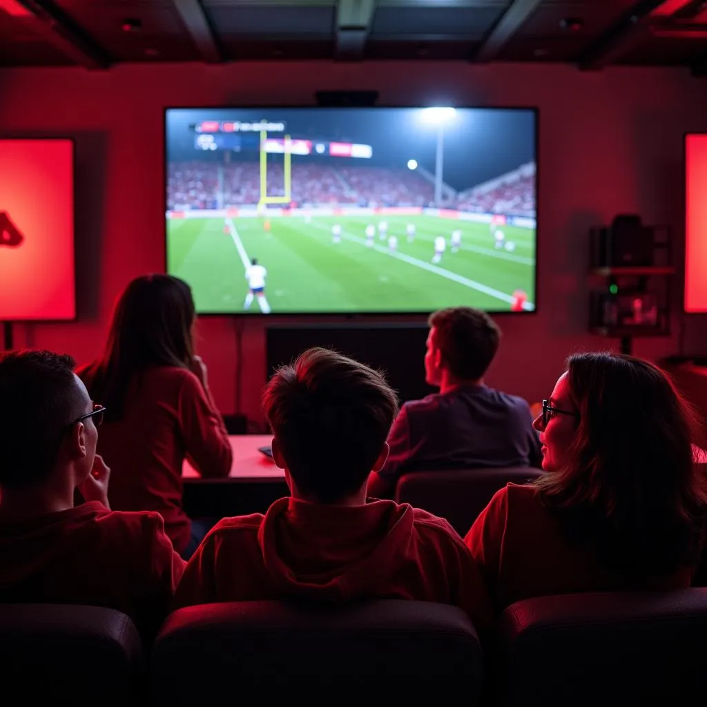 Excited Crown Point football fans watching a live stream of the game