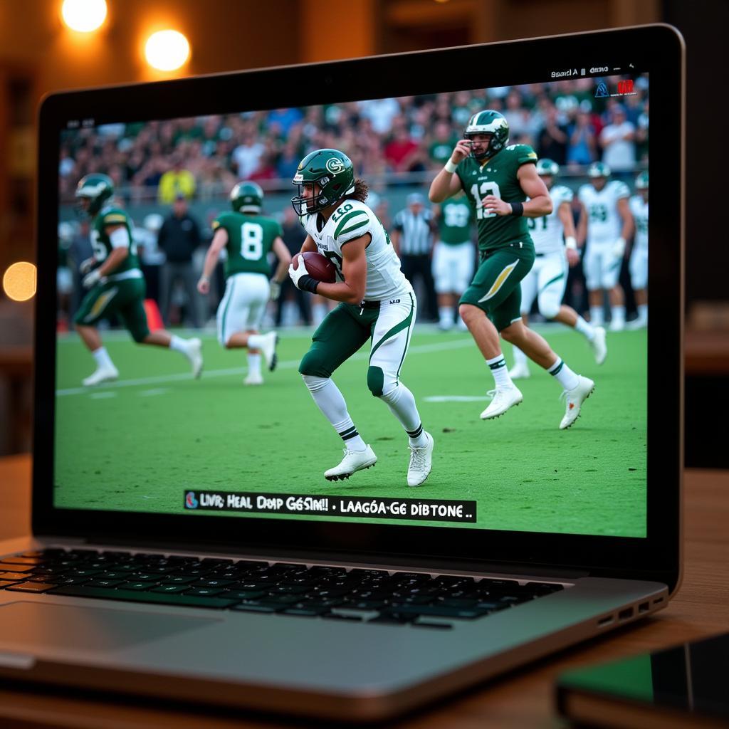 Watching a Cuero Gobbler football live stream on a laptop