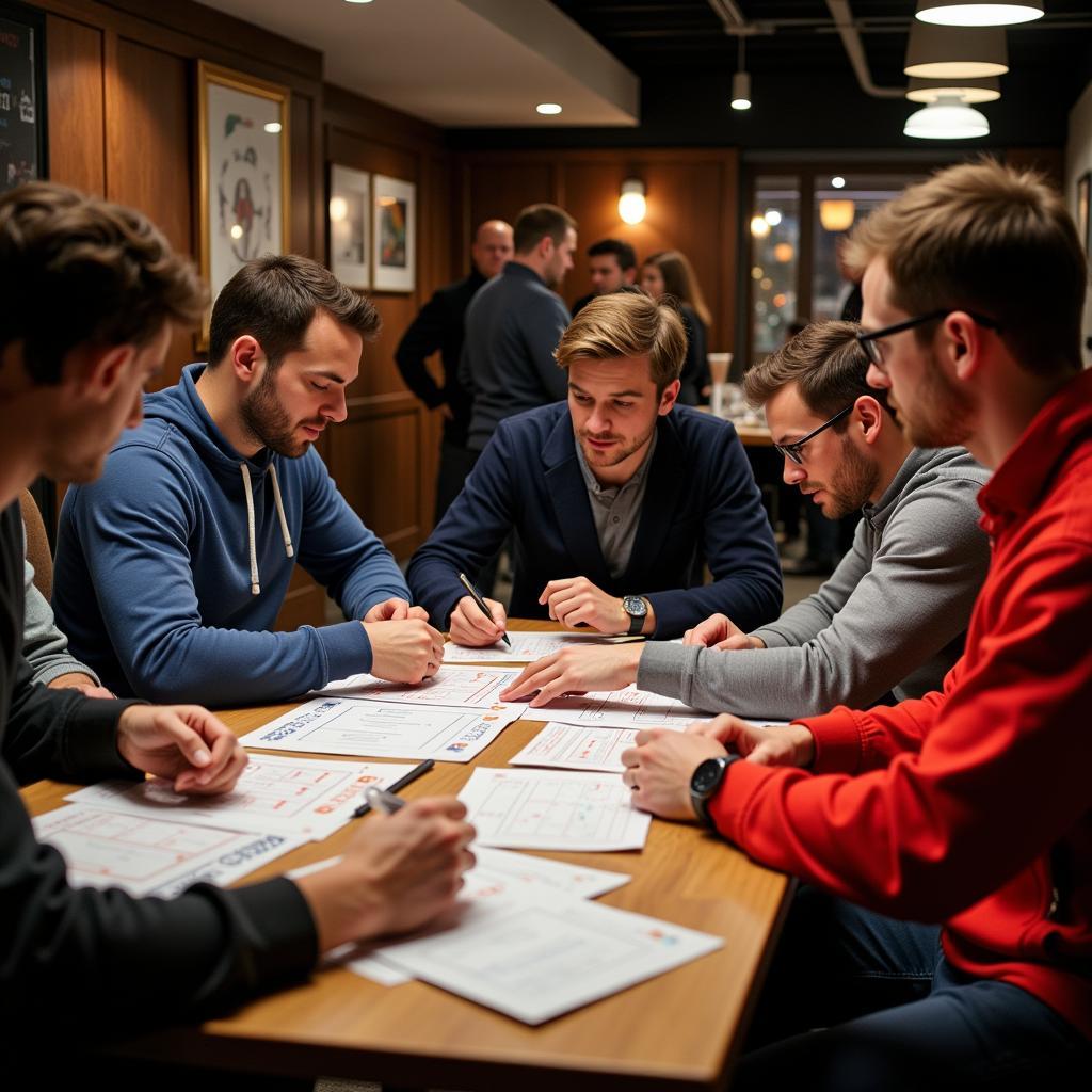 Group of Friends Participating in a Fantasy Football Draft