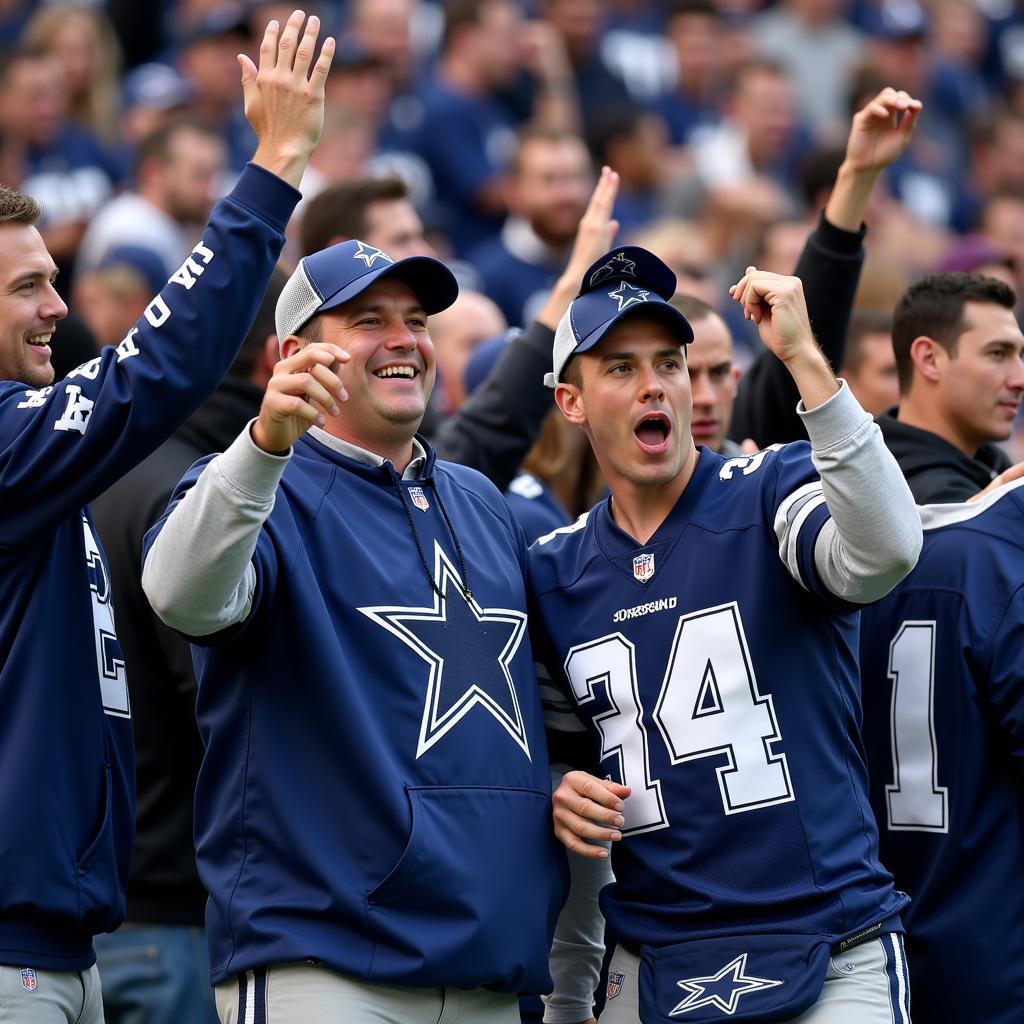 Dallas Cowboys fans celebrating a touchdown