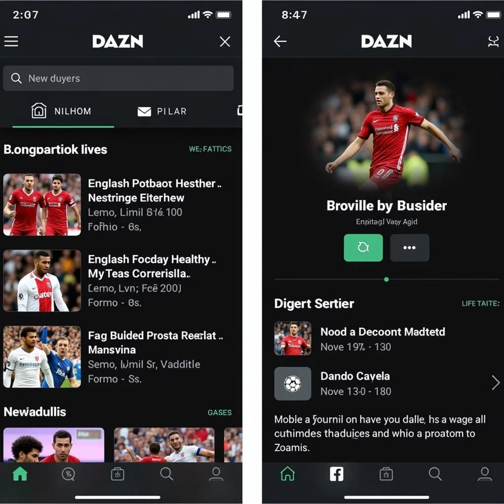 DAZN Canada App Interface