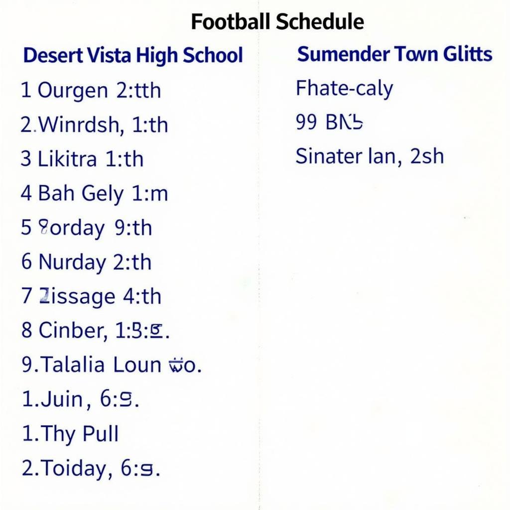 Desert Vista High School football schedule