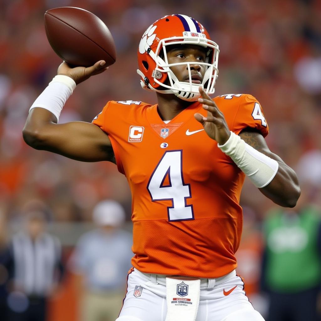 Deshaun Watson throws a touchdown pass.